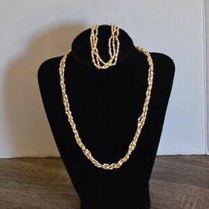 Vtg Seed Pearl Necklace and Bracelet Set